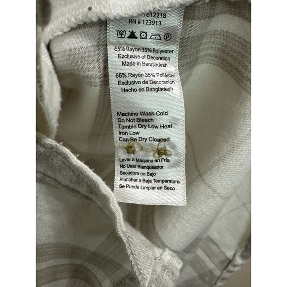 Jach's Girlfriend White on Gray Flannel Plaid Button Down Size XL Front Pockets - Picture 6 of 6